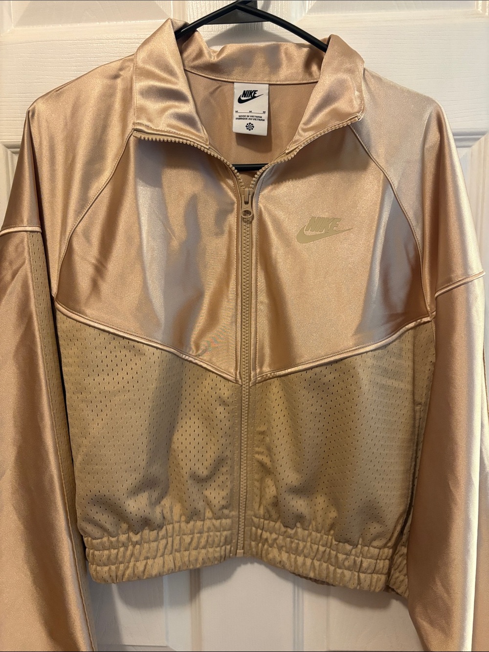 Nike Metallic Rose Gold and Champagne Zip Track Jacket